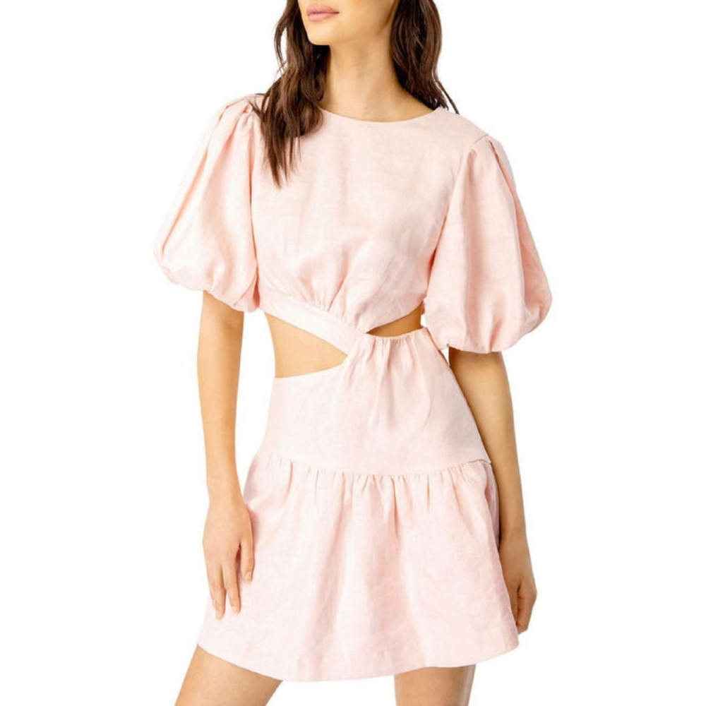 BARDOT LINEN SHORT MINI DRESS